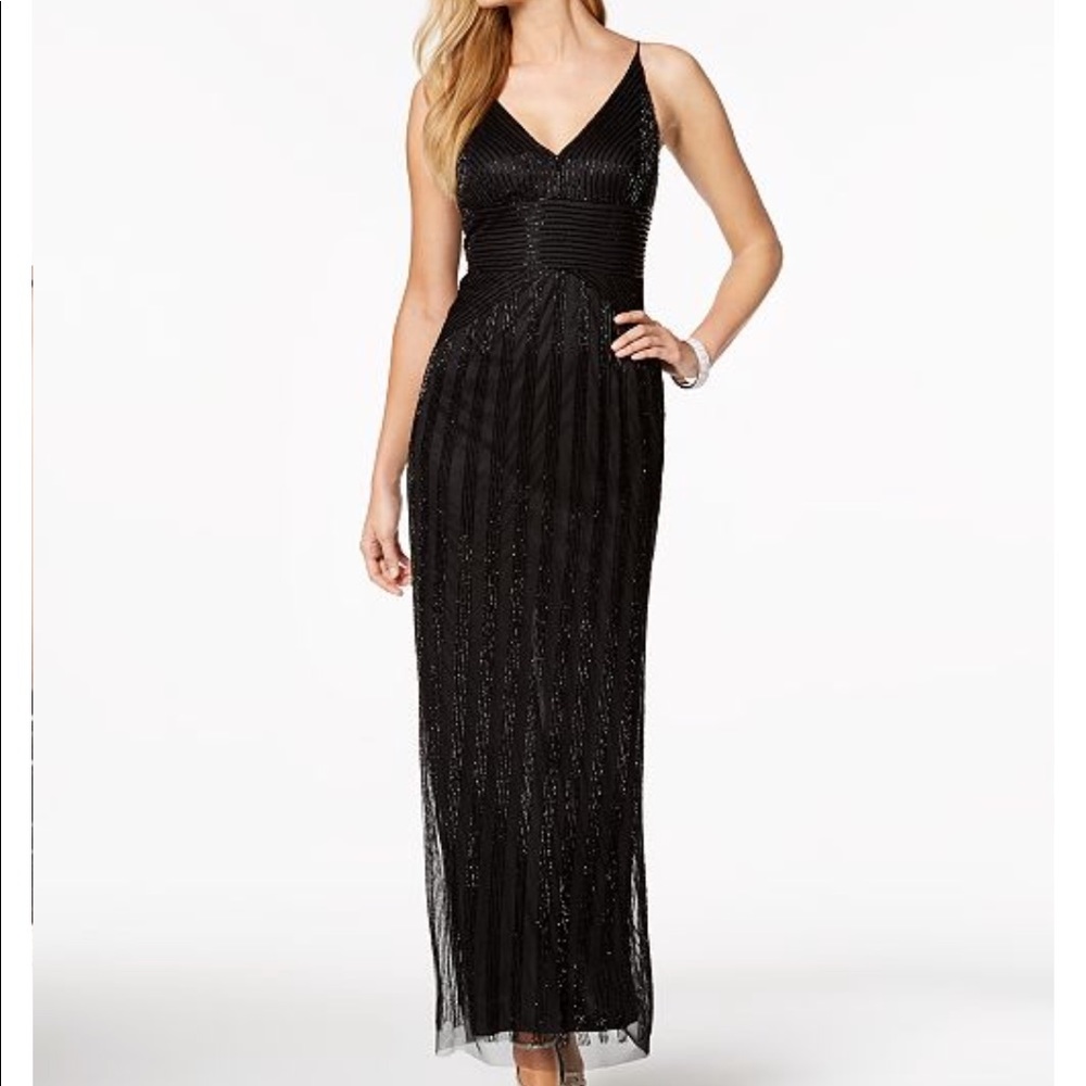 Adrianna Papell V neck beaded gown